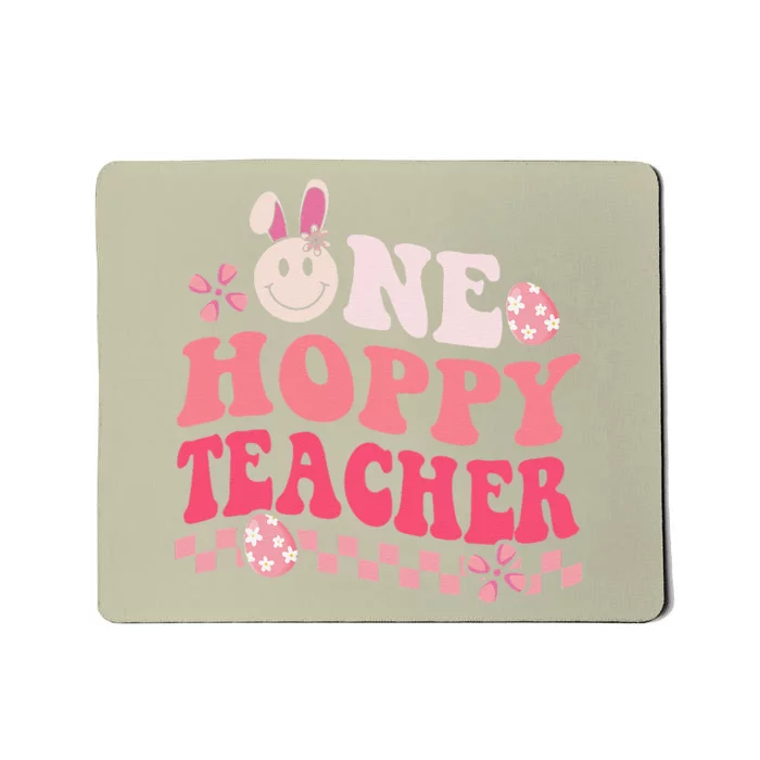 Easter Day Teacher Retro Groovy One Hoppy Teacher Mousepad