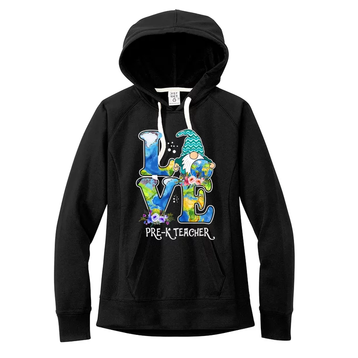 Earth Day Teacher Gnome Pre K Teacher Gift Women's Fleece Hoodie