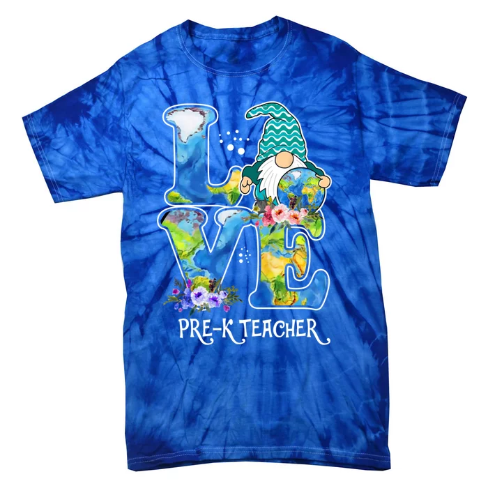 Earth Day Teacher Gnome Pre K Teacher Gift Tie-Dye T-Shirt