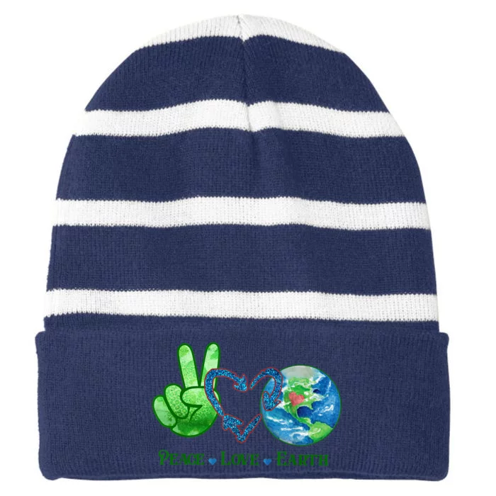 Earth Day Teacher Love Earth Environment Day Recycle Earth Day Striped Beanie with Solid Band