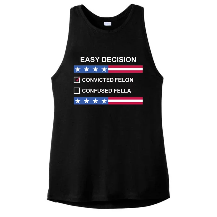 Easy Decision Trump 2024 Convicted Felon Ladies Tri-Blend Wicking Tank