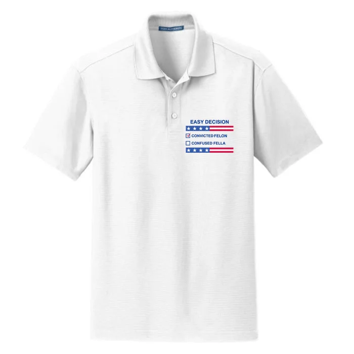 Easy Decision Trump 2024 Convicted Felon Dry Zone Grid Performance Polo