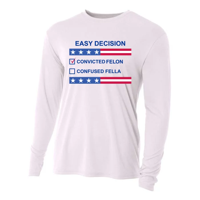 Easy Decision Trump 2024 Convicted Felon Cooling Performance Long Sleeve Crew