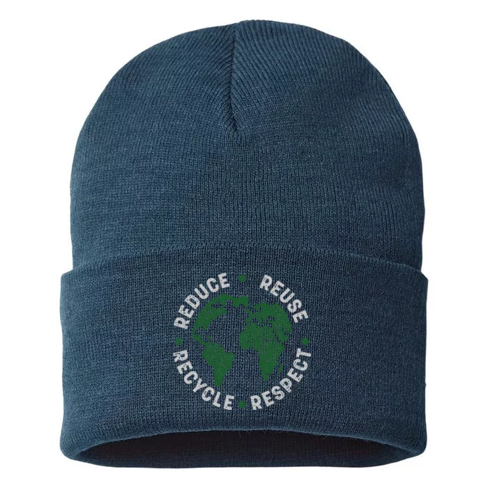 Earth Day Teacher Environment Day Recycle Earth Day Sustainable Knit Beanie