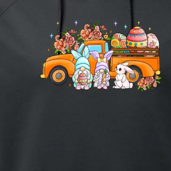 Easter Day Truck Bunny Gnomes Gift Easter Egg Performance Fleece Hoodie