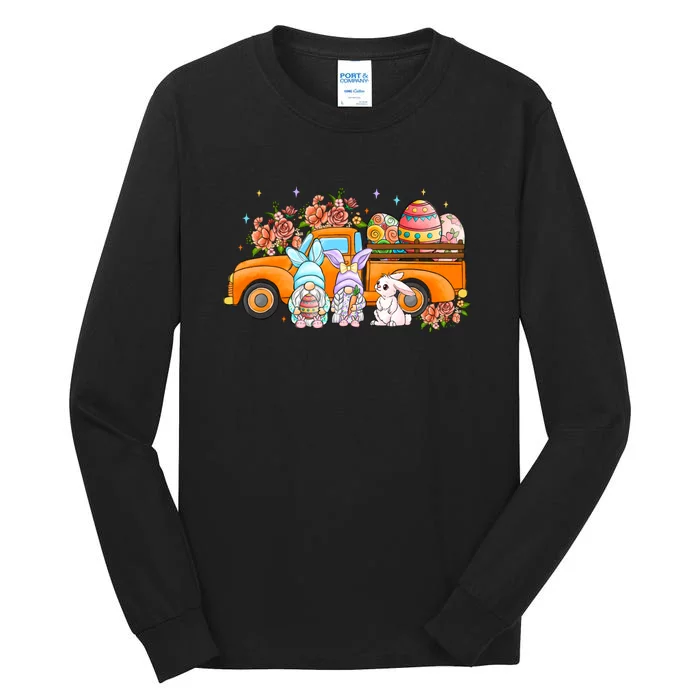 Easter Day Truck Bunny Gnomes Gift Easter Egg Tall Long Sleeve T-Shirt