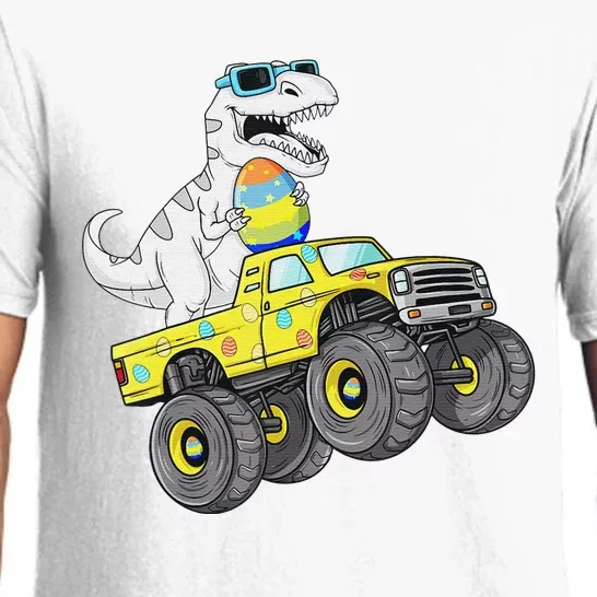 Easter Day T Rex Dino Riding A Monster Truck Pajama Set