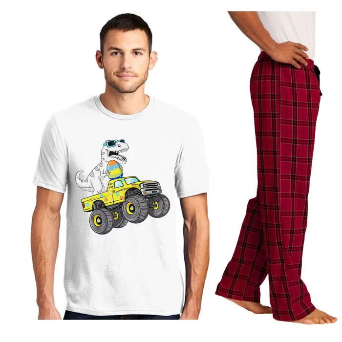 Easter Day T Rex Dino Riding A Monster Truck Pajama Set