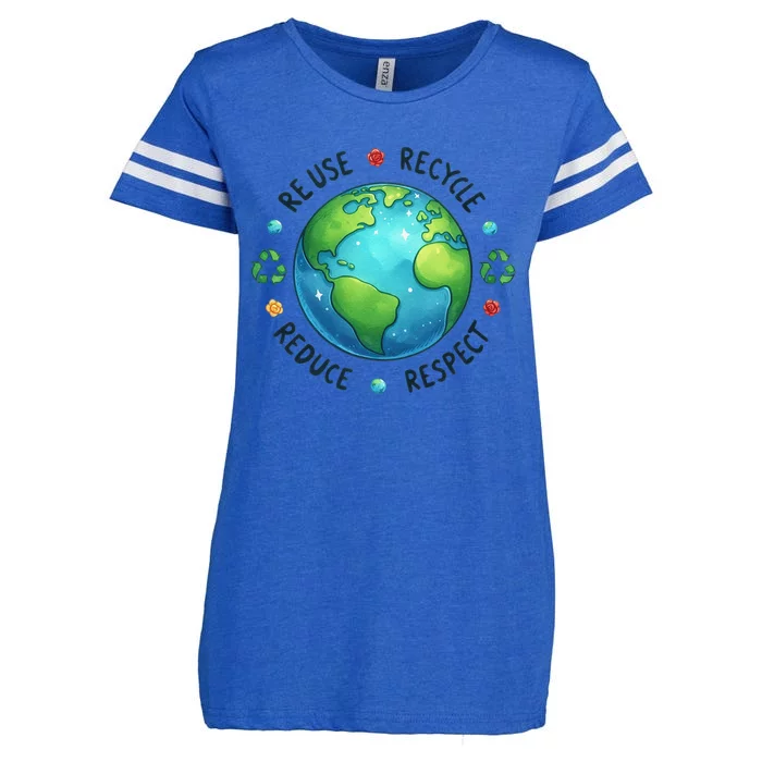 Earth Day Teacher Environment Day Recycle Earth Day Enza Ladies Jersey Football T-Shirt