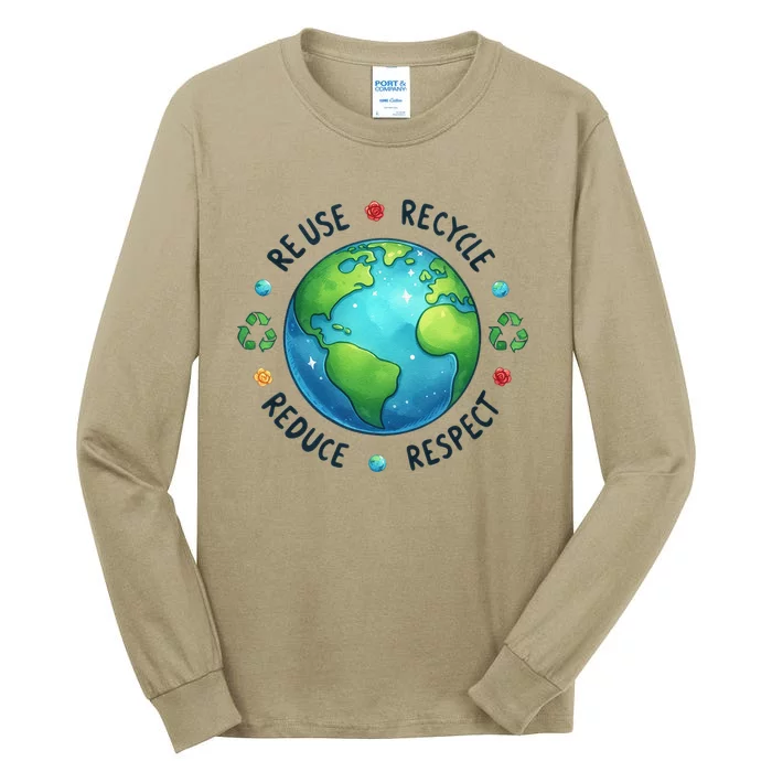 Earth Day Teacher Environment Day Recycle Earth Day Tall Long Sleeve T-Shirt