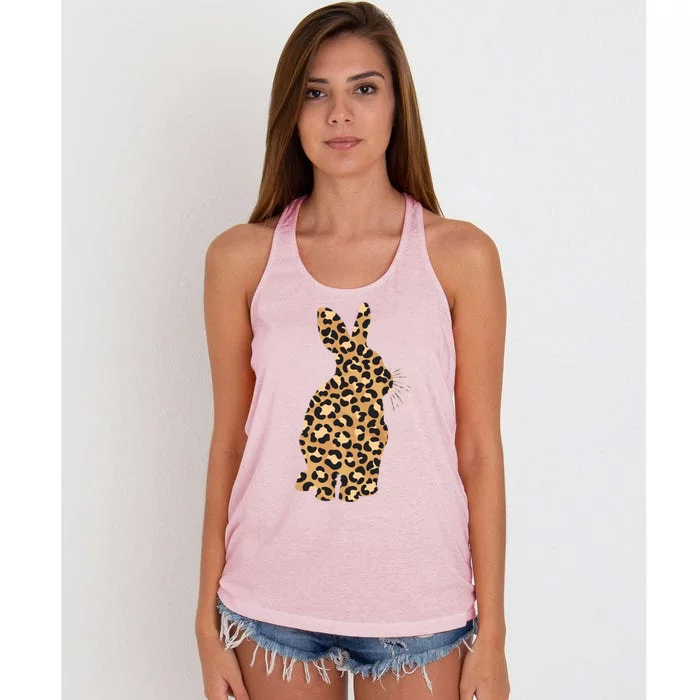 Easter Day Tee Easter Leopard Bunny Rabbit Palm Sunday Gift Women's Knotted Racerback Tank