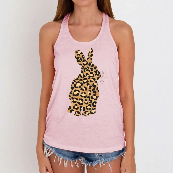 Easter Day Tee Easter Leopard Bunny Rabbit Palm Sunday Gift Women's Knotted Racerback Tank