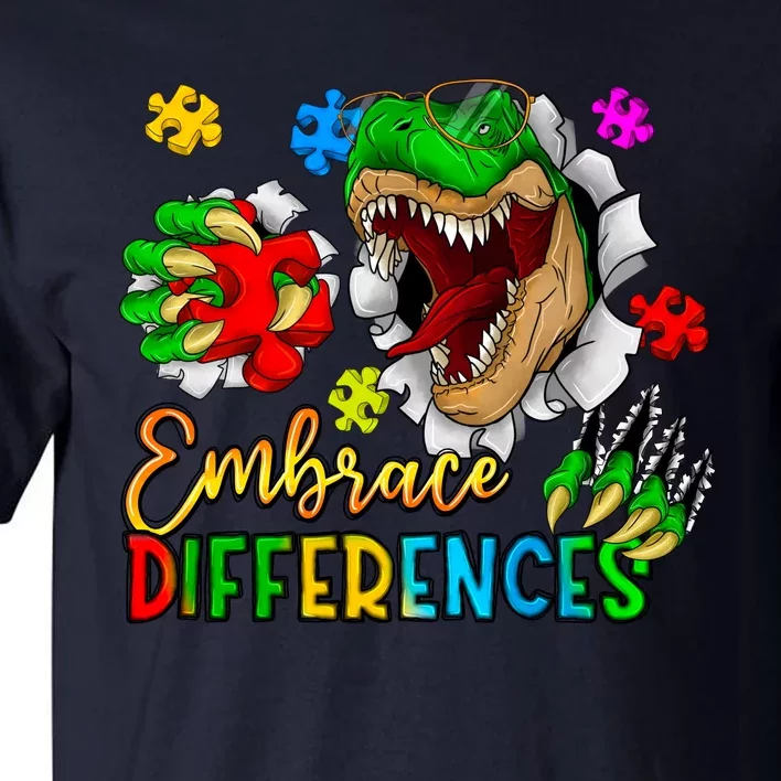 Embrace Differences T Rex Autism Design Tall T-Shirt