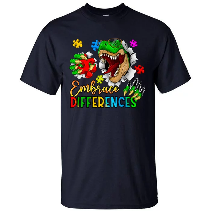 Embrace Differences T Rex Autism Design Tall T-Shirt