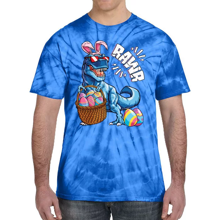 Easter Dinosaur T Rex Eggs Rawr Bunny Ears Gift Tie-Dye T-Shirt