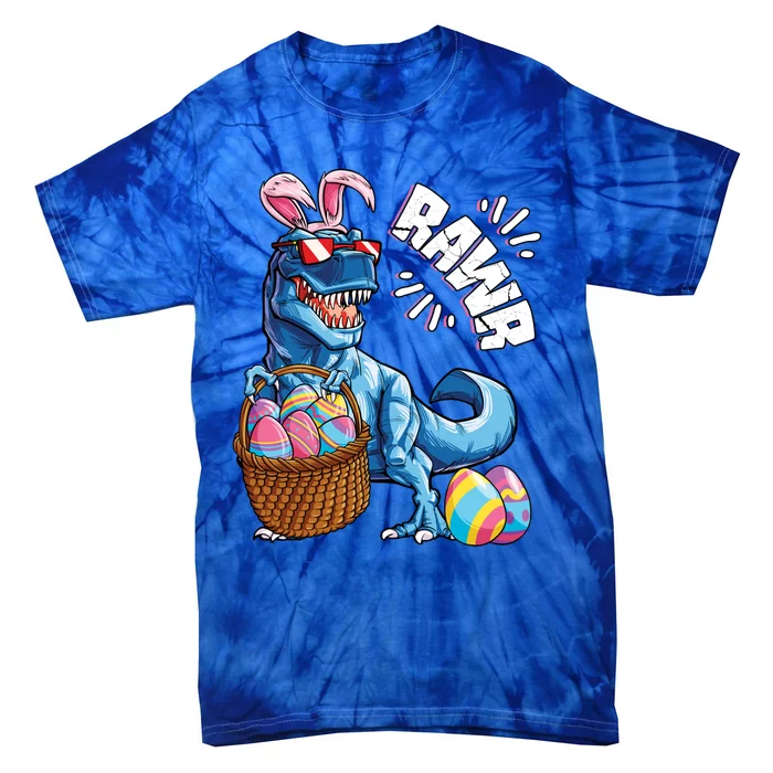 Easter Dinosaur T Rex Eggs Rawr Bunny Ears Gift Tie-Dye T-Shirt