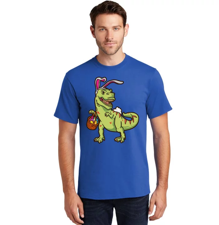 Easter Dinosaur Tfunny Giftrex With Bunny Ears Easter Basket Easter Meaningful G Tall T-Shirt