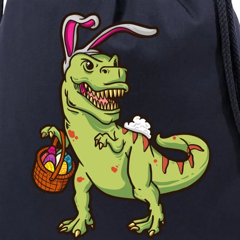 Easter Dinosaur Tfunny Giftrex With Bunny Ears Easter Basket Easter Meaningful G Drawstring Bag