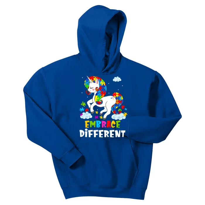 Embrace Different Unicorn Autism Autism Unicorn Gift Kids Hoodie