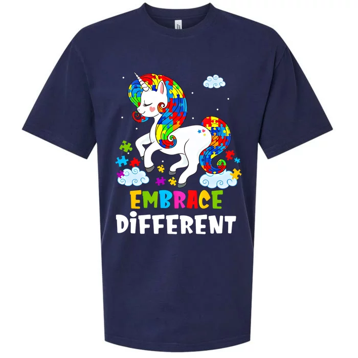 Embrace Different Unicorn Autism Autism Unicorn Gift Sueded Cloud Jersey T-Shirt