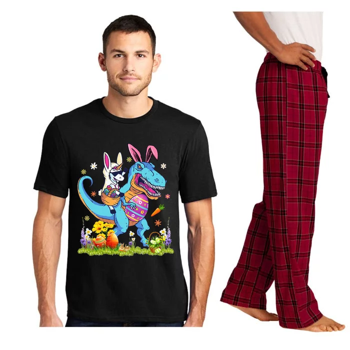 Easter Day Unicorn Riding T-rex Bunny Dinosaur Pajama Set