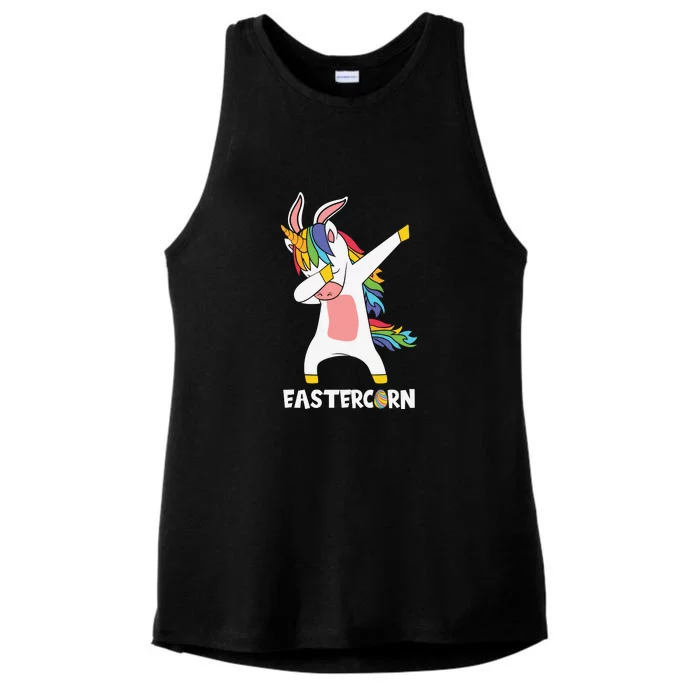 Eastercorn Dabbing Unicorn Easter Day Ladies Tri-Blend Wicking Tank