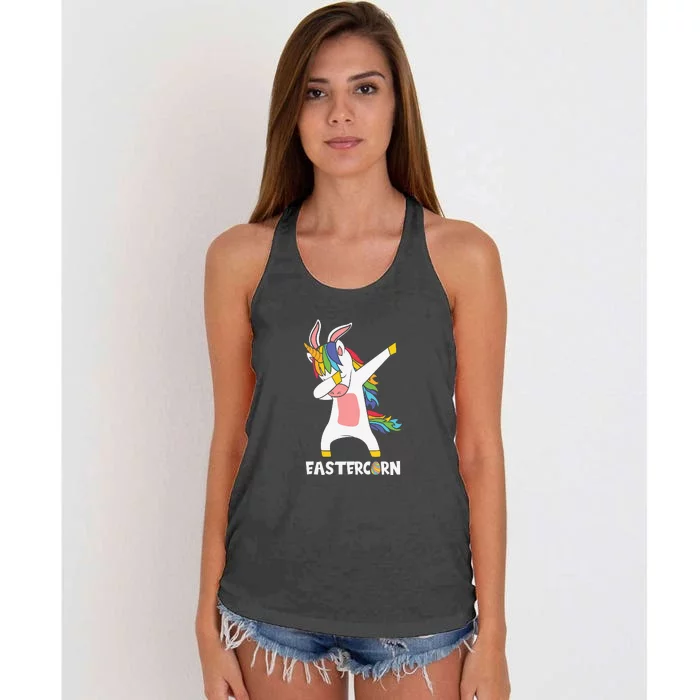 Eastercorn Dabbing Unicorn Easter Day Women's Knotted Racerback Tank