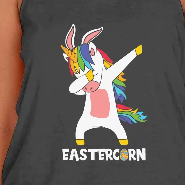 Eastercorn Dabbing Unicorn Easter Day Women's Knotted Racerback Tank