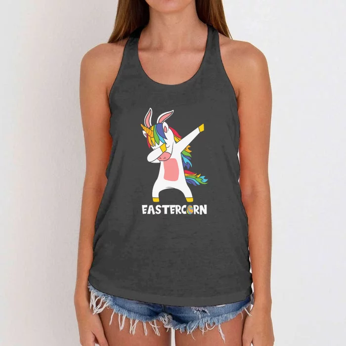 Eastercorn Dabbing Unicorn Easter Day Women's Knotted Racerback Tank