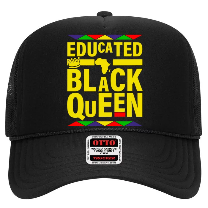 Educated Black Queen High Crown Mesh Trucker Hat