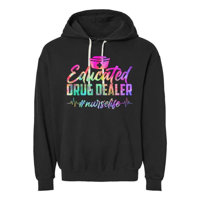 Educated Drug Dealer Nurselife Garment-Dyed Fleece Hoodie