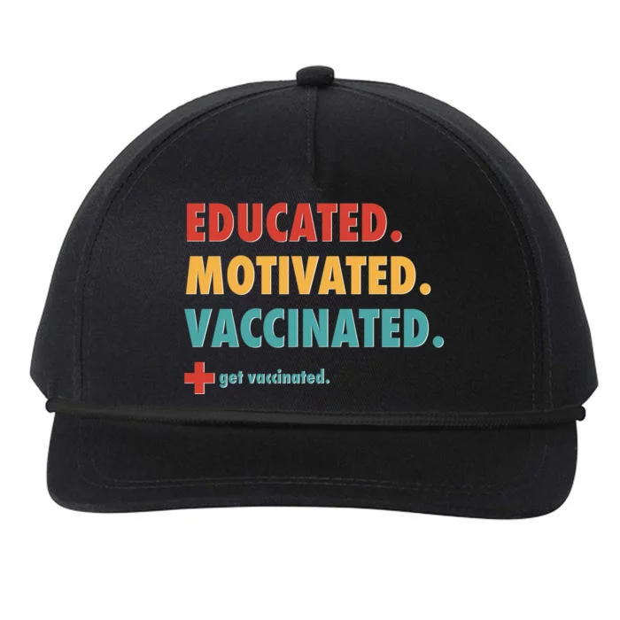 Educated Motivated Vaccinated Get Vaccinated Snapback Five-Panel Rope Hat