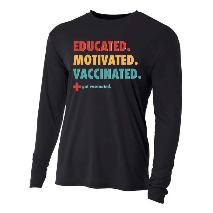 Educated Motivated Vaccinated Get Vaccinated Cooling Performance Long Sleeve Crew