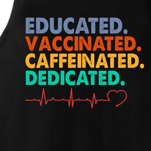 Educated Vaccinated Caffeinated Dedicated Nurse Ladies Tri-Blend Wicking Tank