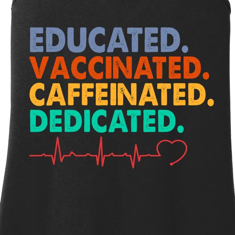 Educated Vaccinated Caffeinated Dedicated Nurse Ladies Essential Tank