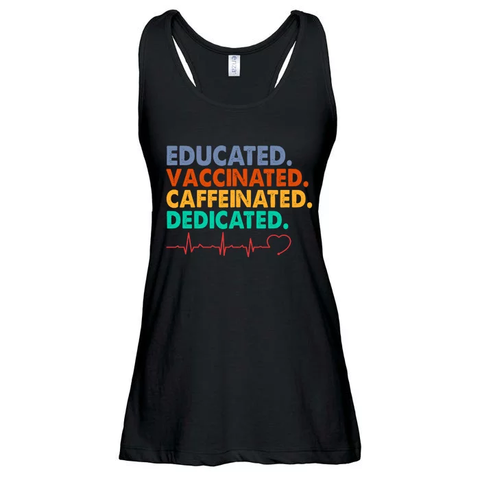 Educated Vaccinated Caffeinated Dedicated Nurse Ladies Essential Flowy Tank