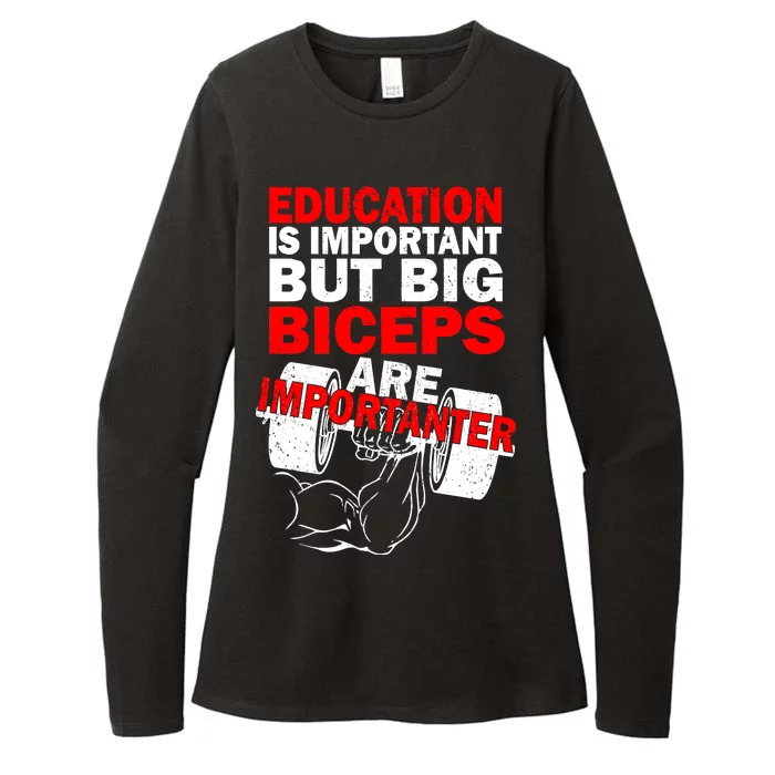 Education Is Important Big Biceps Are Importanter Womens CVC Long Sleeve Shirt