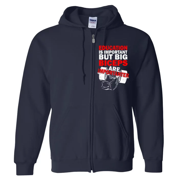 Education Is Important Big Biceps Are Importanter Full Zip Hoodie