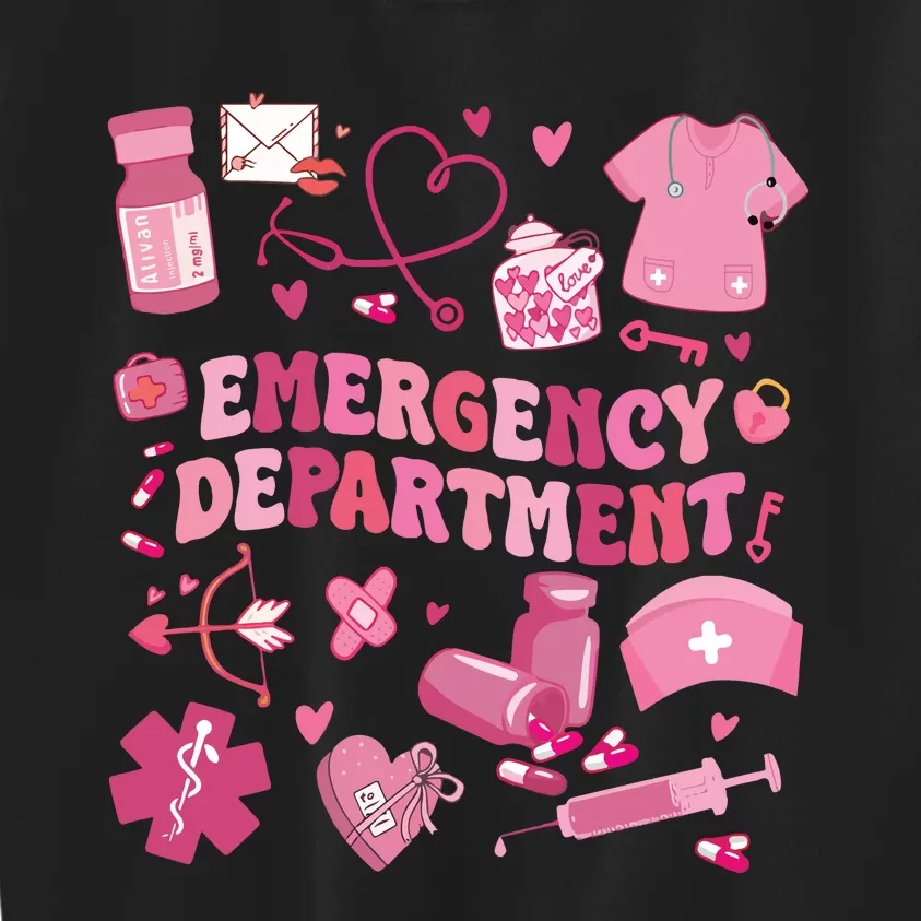 Emergency Department Valentine Funny Er Nurse Kids Sweatshirt