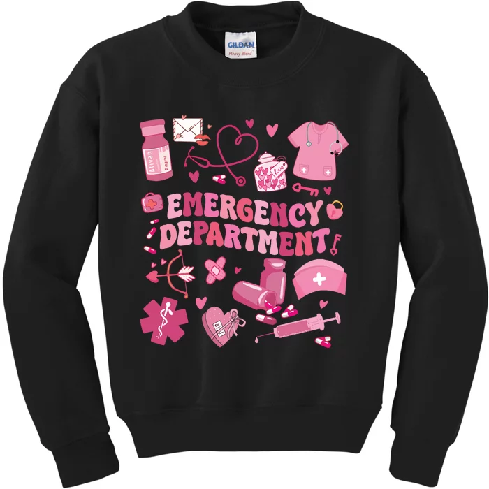 Emergency Department Valentine Funny Er Nurse Kids Sweatshirt