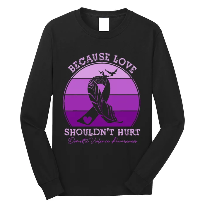 End Domestic Violence Stand with Purple Ribbon Long Sleeve Shirt