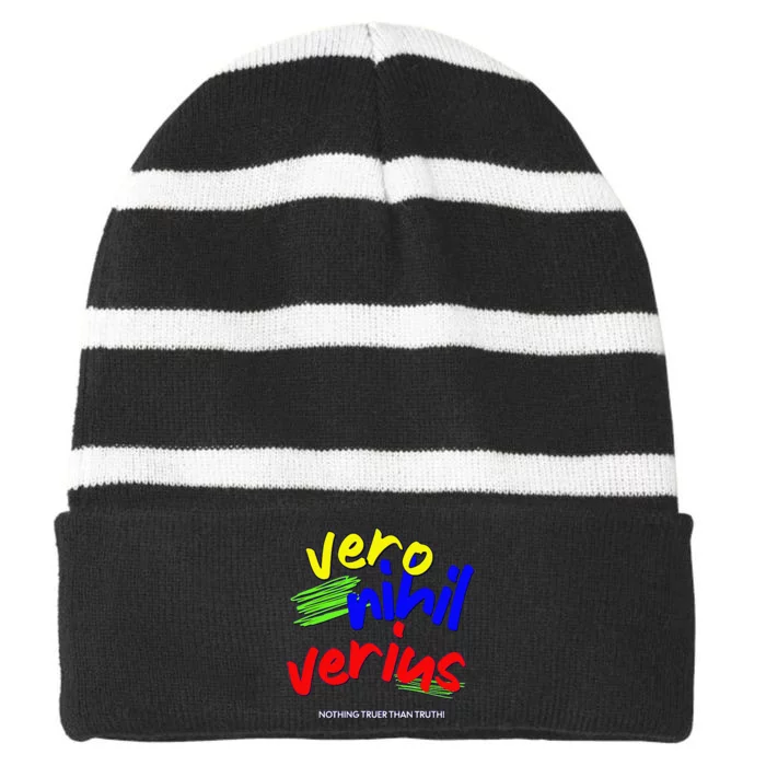 Edward De Vere Oxforidan Motto Shakespeare Authorship Debate Striped Beanie with Solid Band