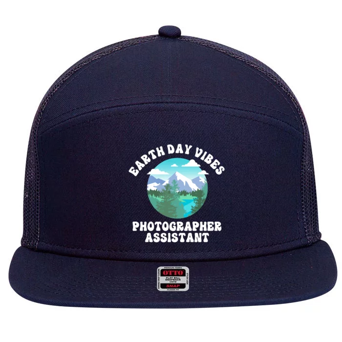 Earth Day Vibes Photographer Assistant Gift 7 Panel Mesh Trucker Snapback Hat