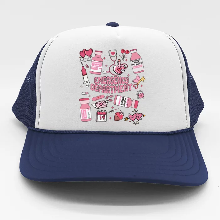 Emergency Department Valentine Er Nurse Trucker Hat