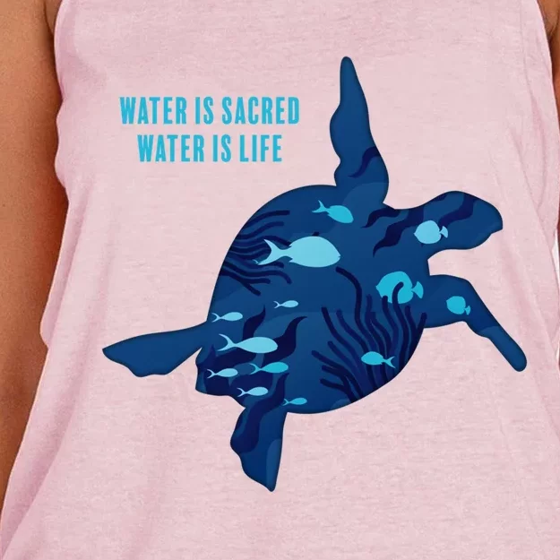 Earth Day Water Is Sacred Water Is Life Save Planet Earth Cute Gift Women's Knotted Racerback Tank