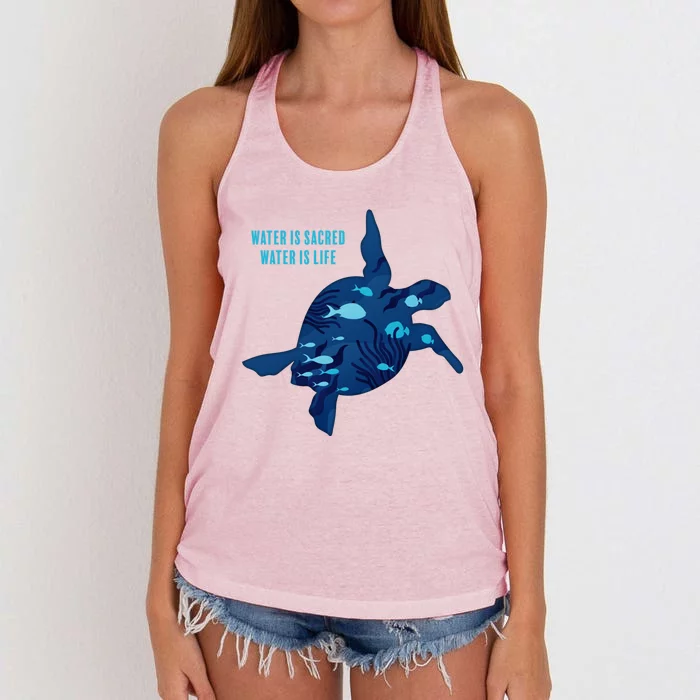 Earth Day Water Is Sacred Water Is Life Save Planet Earth Cute Gift Women's Knotted Racerback Tank