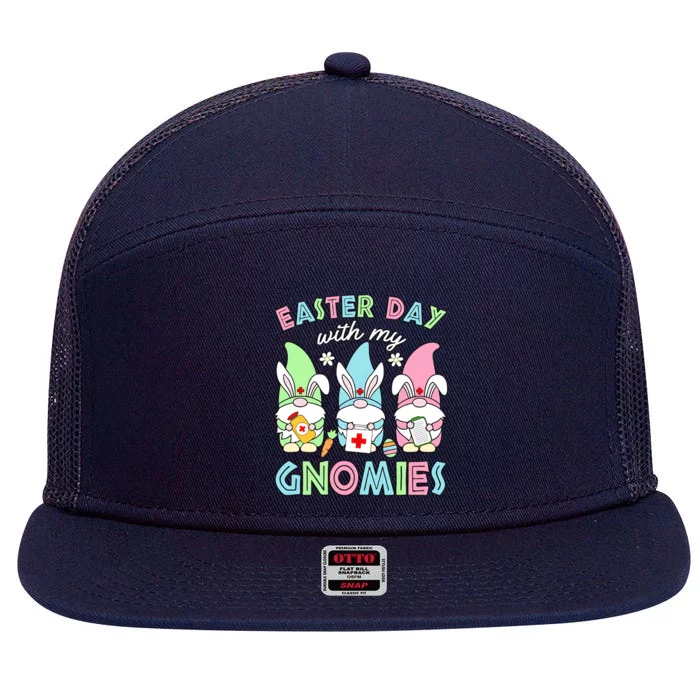 Easter Day With My Gnomes Bunny Medical Nurse Hospital Bunny Rabbit 7 Panel Mesh Trucker Snapback Hat