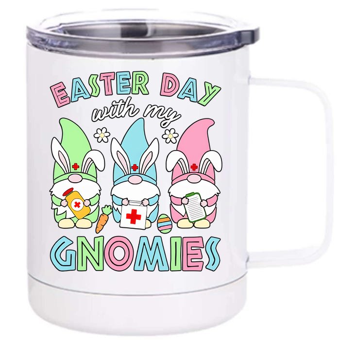 Easter Day With My Gnomes Bunny Medical Nurse Hospital Bunny Rabbit Front & Back 12oz Stainless Steel Tumbler Cup