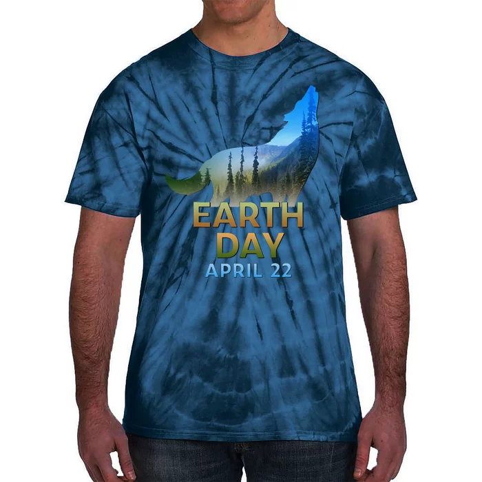 Earth Day Wolf Silhouette Tie-Dye T-Shirt