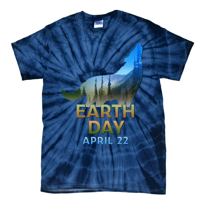 Earth Day Wolf Silhouette Tie-Dye T-Shirt